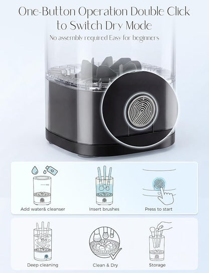 Electric Makeup Brush Cleaner Machine,3 in 1 Makeup Brush Cleanser & Washer,Cleaning Tool,Cosmetic Brushes Cleaners Cleaning For All Size Beauty Makeup Brush Set,Eyeshadow, Blush Brush. (Black)