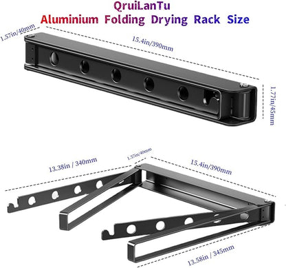 Wall Mounted Drying Rack Aluminium Free Swinging Folding Drying Rack Towel Rack (4 Arms) Space Saving Laundry Drying Rack for Laundry Bathroom Balcony Apartment Dormitory Caravan (Grey)