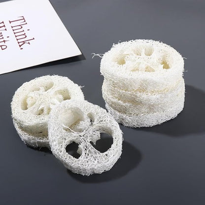 10pcs Natural Loofah Luffa Loofa Slices Handmade Reusable Natural Loofah Cuts for Cleaner Sponge Scrubber, Sponge Soap Dishes for Bar Soap Facial Soap Holder, 1.96in-2.75in