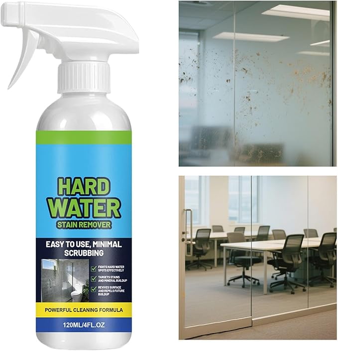 Potent Water Stain, Rapid Scale Dissolving Liquid, 120ml Bottle with Spray Nozzle, Clear Cleaner, Hard Hardware Shine with Acidic Formula, Professional Solution for Apartment Rental