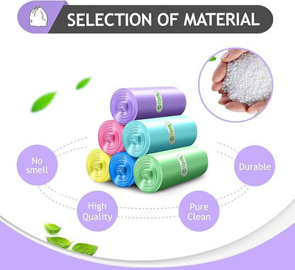 Small Trash Bags 2 Gallon 170 Count Strong Trash Bags Colorful Small Garbage Bags, Trash Can Liners for Bathroom Home Office Kitchen Bedroom, fit 5-10 Liter, 1,1.2,1.6,2,2.6,3 Gal,Multicolor