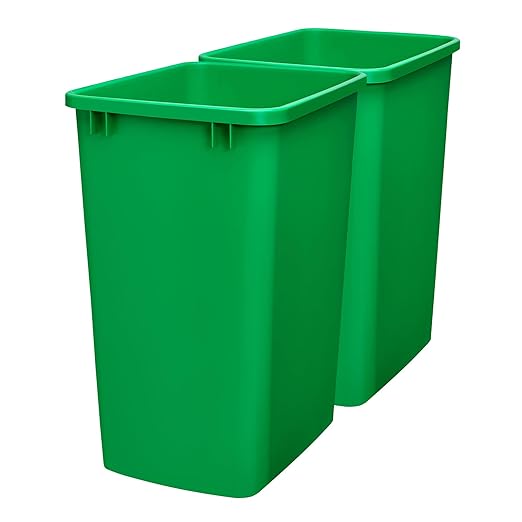 Rev-A-Shelf 35 qt Polymer Replacement Waste Container for Rev-A-Shelf Pullouts, Kitchen Cabinet Trash Can Recycle Bin, RV-35-19-2, Green (2-Pack)