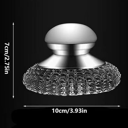 2Pack Steel Wool Dish Scrubber, Stainless Steel Dish Brush with Ergonomic Stainless Steel Handle, for Cleaning Dishes, Cast Iron, Stock Pots, Pans, Griddles, Grills