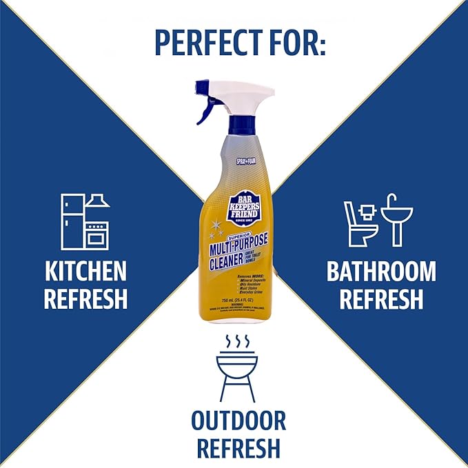 Bar Keepers Friend Soft Cleanser 26 oz + Spray & Foam Multipurpose MORE Spray Cleaner 25.4 oz, Multi Purpose Cleaner Bundle, Removes Grease, Rust Stains, Soap Scum & More in Home & Outdoors