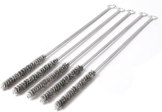 12 Inch Pipe Cleaning Brush Set with Stainless Steel Bristles, Steel Wire Tube Brush Kit for Auto Parts Polishing, Machining, Bottles, Tubes, Etc.（8mm-5pcs）