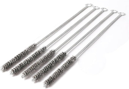 12 Inch Pipe Cleaning Brush Set with Stainless Steel Bristles, Steel Wire Tube Brush Kit for Auto Parts Polishing, Machining, Bottles, Tubes, Etc.（10mm-5pcs）