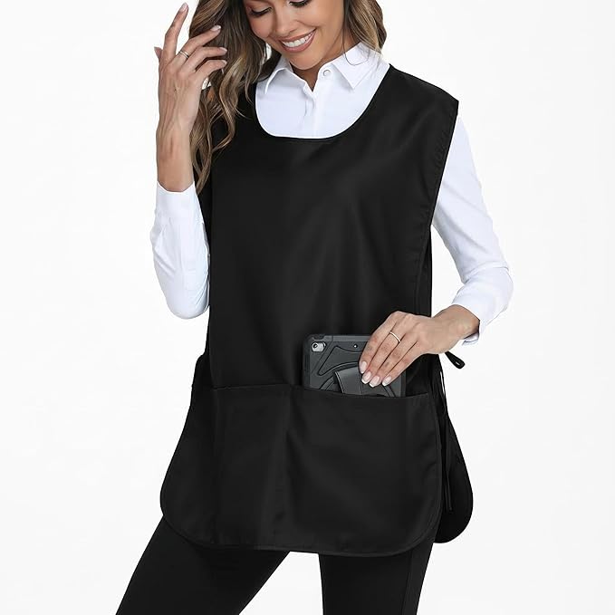Xeoxarel Unisex Cobbler Apron with 3 Pockets, Smock Vest Apron, Suitable for Cooking，Kitchen，Garden，Hairstylist，Cleaning，Art