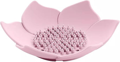 Adorable Pink Peri - 2-Pack Pink Soap Dish for bar soap Lovers | Self draining Hole Holder | Pink Floral Decor Bathroom Accessories | Zero Waste Gift (Silicone)