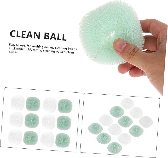 12PCS Kitchen Scouring Balls Multi-Functional Colorful Cleaning Balls for Home Kitchen Use Safe Scrubbers for Dishes Pots and Cookware Random Color