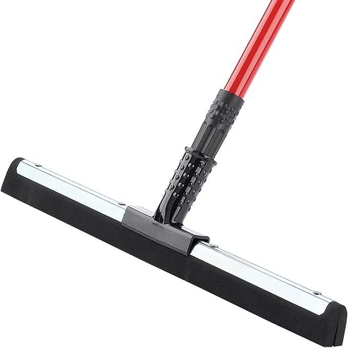 20" Rubber Flex Blade Floor Squeegee Red Steel Handle