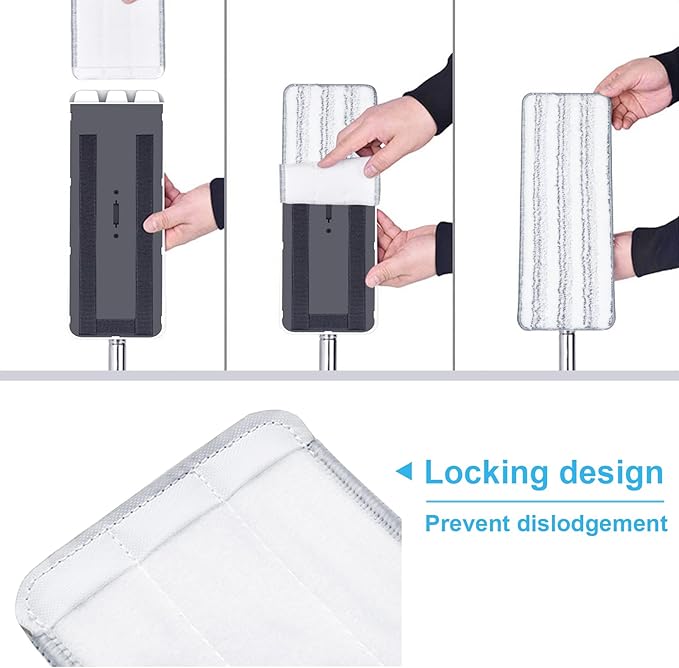 BOSHENG Flat Mop Pads, Mop Replacement Pads, Stronger Absorbent Microfiber Mop Pads, Machine Washable Pads, Refill 3 Packs