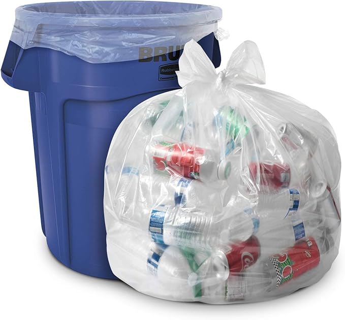 Aluf Plastics 44 Gallon 1.5 MIL (eq) Clear Heavy Duty Garbage Bags - 37" x 48" - Pack of 400 - for Industrial, Recycling, Storage, & Outdoor
