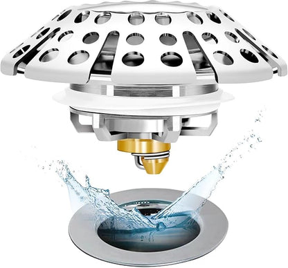 Anlige Bathtub Drain Stopper, Pop Up Tub Stopper with Drain Hair Catcher, Bathtub Plug and Cover with Strainer, Universal for 1.5 to 1.8in Tub Drain Hole