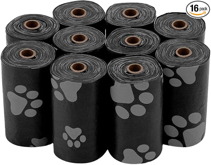Best Pet Supplies Dog Poop Bags for Waste Refuse Cleanup, Doggy Roll Replacements for Outdoor Puppy Walking and Travel, Leak Proof and Tear Resistant, Thick Plastic - Black, 240 Bags