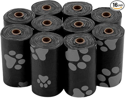 Best Pet Supplies Dog Poop Bags for Waste Refuse Cleanup, Doggy Roll Replacements for Outdoor Puppy Walking and Travel, Leak Proof and Tear Resistant, Thick Plastic - Black, 240 Bags