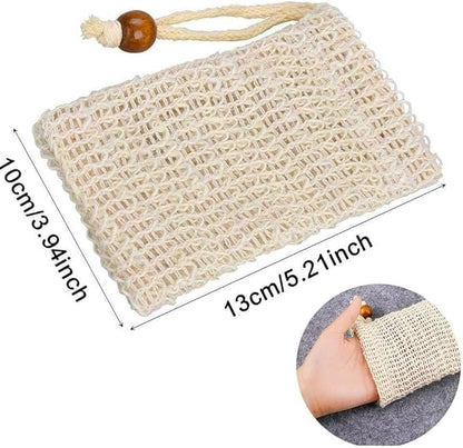 Natural Sisal Soap Saver Bag for Soap Bar Organic Soap Pouch for Exfoliating Lathers and Air Dry Soap Bar Shower Soap Saver Bag (4pcs)