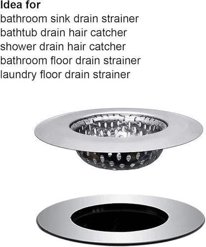 Huntonry Bathtub Drain Strainer - 2.79 Inch Hair Catcher, Stainless Steel Shower Drain Cover, Bathroom Sink Strainer Filter Basket, Tub Drain Strainer, Hair Stopper