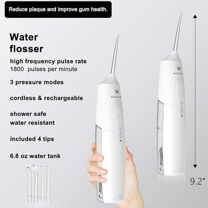 2-1 Oral Clean Kit- Water Dental flosser & Electric Toothbrush Combo- Brushing & Flossing- for Teeth Cleaning and Gum Health (White)