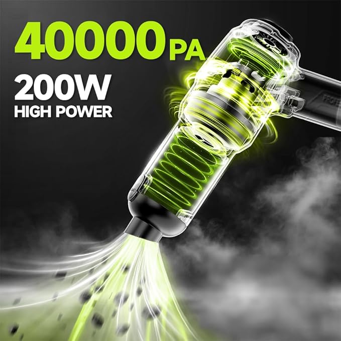 Handheld Car Vacuum Cordless, Portable Cars Vacuum Cleaner with High Power, Powerful 4-in-1 Hand Held Air Duster Fast Cleaning for Car,Home,Office,Pet Hair（Green）
