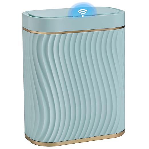 Ogikey Bathroom Small Trash Can with Automatic Touchless Lid, 2.6 Gallon Smart Garbage Can Narrow Waterproof Trash Bin for Bedroom, Office, Living Room