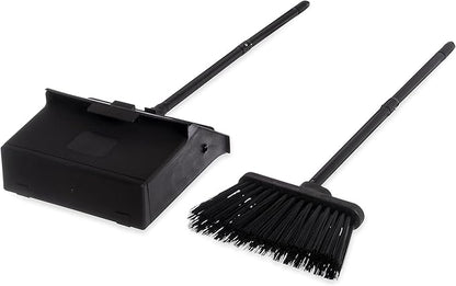 Carlisle FoodService Products Duo-Pan Upright Dust Pan and Broom Set, Essential Cleaning Tools for Home and Commercial Use, 36" Handle, 1 Count, Black