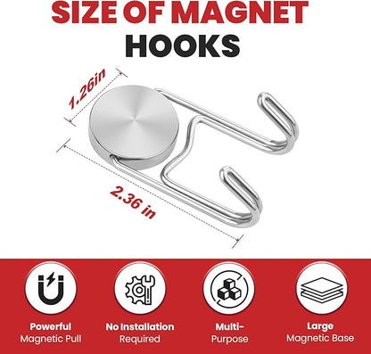 Buelkmag Magnetic Hooks 80Lbs+ 2026 Cruise Essentials Magnet Hook Heavy Duty Magnets Hanging Hooks for Refrigerator Grill Toolbox Cabins Outdoor 4 Pack (Silver)
