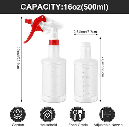 Eccliy 12 Pcs 16 Oz Plastic Spray Bottle, Adjustable Empty Reusable Sprayer for Cleaning, Planting, Water, Bathroom and Kitchen, BBQ, Commercial and Residential (Measurment,Red)