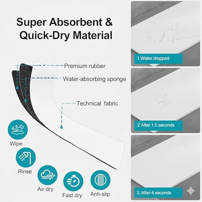 Customizable Faucet Mat for Kitchen Sink: 30"Lx5.5"W Long Absorbent Edge Protector & Splash Guard for Large Double bowl Sink- Cut to Fit 2, 3, 4 Holes Faucet & Irregular Sink with Soap Dispenser