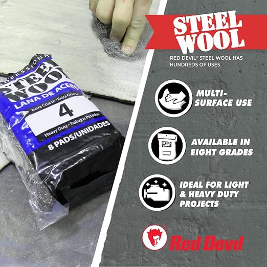 Red Devil 0325 Steel Wool, 2 Medium Coarse, (Pack of 48)
