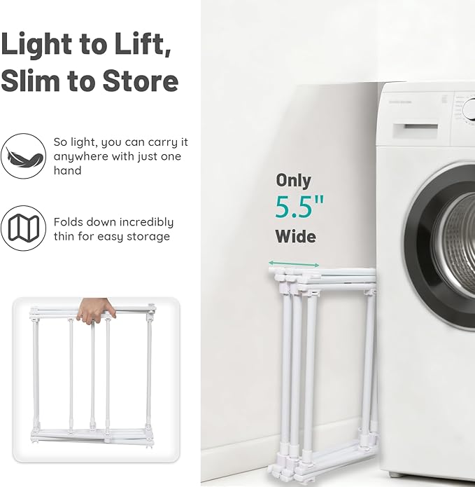 ZOES HOMEWARE 4 Tier Clothes Drying Rack Foldable | Foldable Clothing Drying Rack | Laundry Drying Rack Collapsible for Laundry Room, Dorm, Expandable Sturdy Metal Design | White 29"L x 11.5"W x 53"H