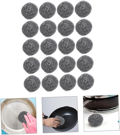 20pcs Wool Scrubber Pads for Pot and Dish Cleaning Metal Cleaning Balls for Kitchen Use for Tough Stains and Grease Removal