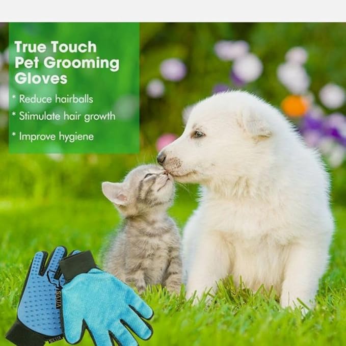 2-in-1 Pet Grooming Gloves 2-Pack – Double-Sided Deshedding & Pet Hair Remover for Dogs & Cats – Gentle Massage Glove for Shedding Fur – Lint Remover for Furniture & Clothing