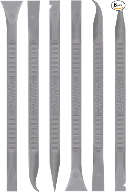 VIKING Car Detailing Pick Set for Car Detailing Kit, Safe Automotive Tool Set for Cleaning, Plastic Picks with 6 Cleaning Heads, Interior and Exterior Use, 6 Pack, Grey