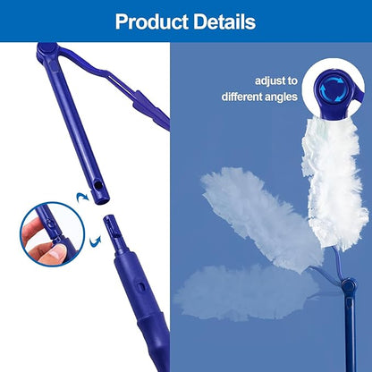 Replacement Handles Compatible with Swiffer Duster Refill, Swiffer Duster Extended Handle,Foldable & Extendable Dust Handle Only(Blue 3pcs)