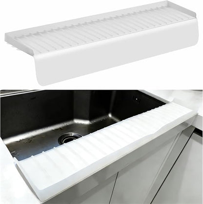 Sink Edge Protector with Suction Cup, 14" 20" 24" 30", Silicone Sink Splash Guard for Kitchen & Bathroom, Protect Countertop from Scratches, Stains, for Stainless Steel Granite Quartz