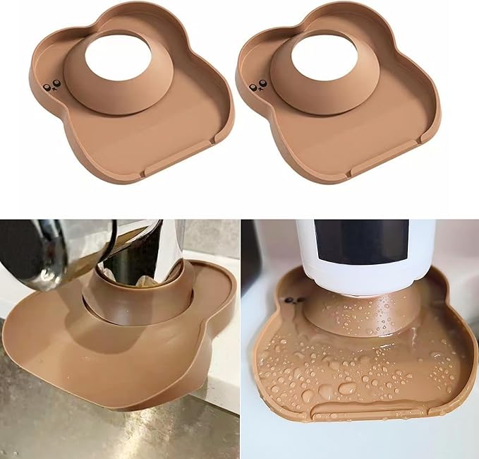 Silicone Faucet Mat for Kitchen Tap Compact Sink Splash Guard Protectors Behind Draining,Brown 2PCS