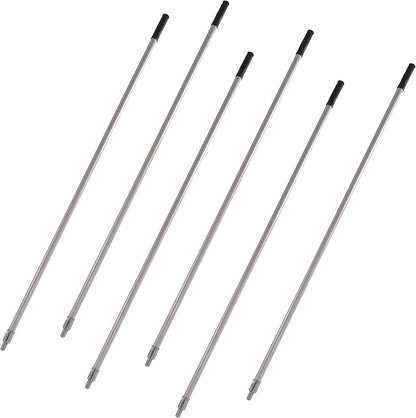Matthew Cleaning Commercial Screw On Mop Handle for Floor Cleaning Heavy Duty Mop Head Replacement Holder 60inch with Threaded Metal Tip(Gray, 6 Pack)