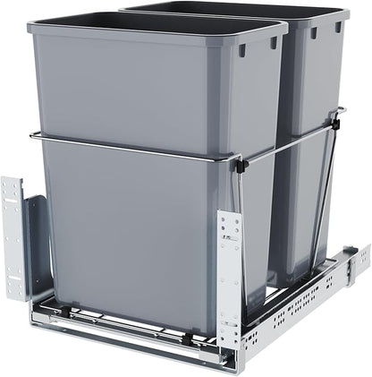 35QT Pull Out Trash Can for Under Sink Storage, Adjustable Sliding Drawer System, Doesn't Include Door Fittings (2*35 qt)