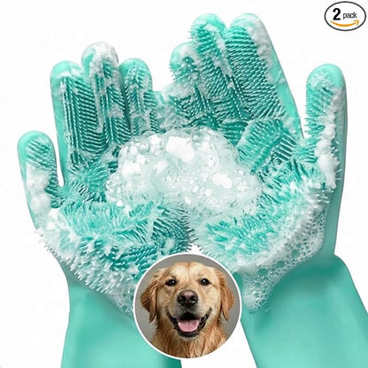Dog Hair Removal Products – Cat and Dog Shampoo Gloves with 3000 Bristles, 2-in-1 Dog Bath Gloves 11.6", Durable Silicone, Saves Shampoo | Massage, Grooming & Clean Wet or Dry, Every Breed (Turquoise)