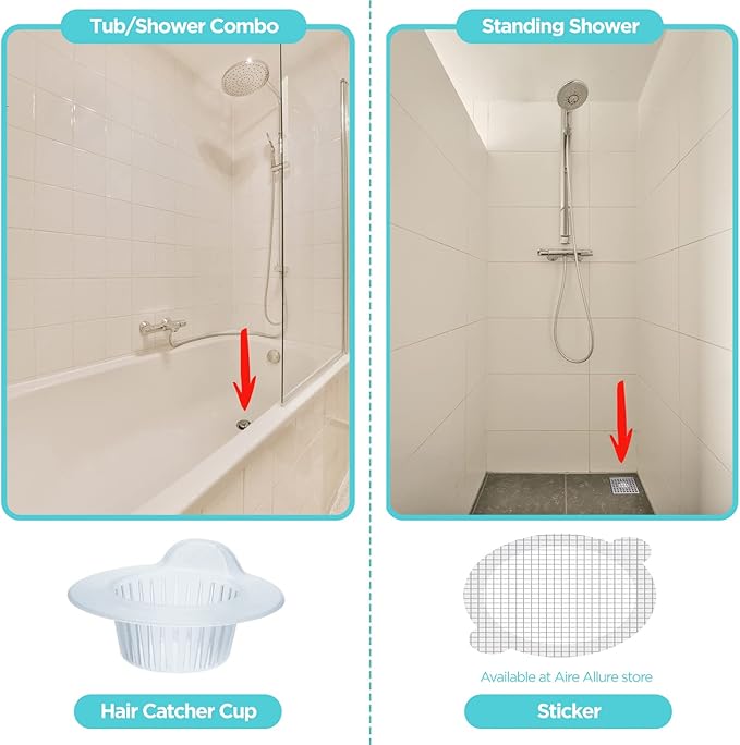 Aire Allure, 25 Pack, Hair Catcher for Bathroom Sink or Bathtub, White, Small