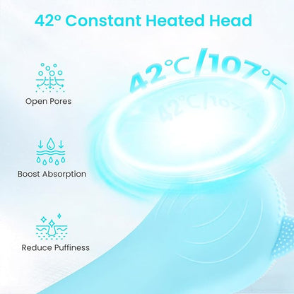 Face Scrubber Facial Cleansing Brush - Silicone Waterproof Rechargeable Electric Exfoliator Scrubber with Heated, 7 Colors LED Light Therapy, Makeup Remover Cleansing and Massaging (Blue)