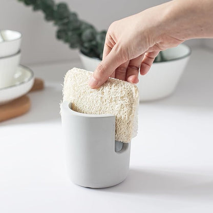 Selegna Diatomite Stoneware Sponge Holder & Sink Caddy, Drying Stone Kitchen Sink Organizer for Counter, Water-Absorbing Diatomaceous Earth Sponge Tray for Kitchen & Bathroom Countertop