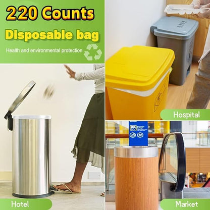Medium Garbage Bags 8 Gallon /30 Liter Trash Bags Wastebasket Bin Liners Plastic Trash Bags for Bathroom Bedroom Office Trash Can 220 Count