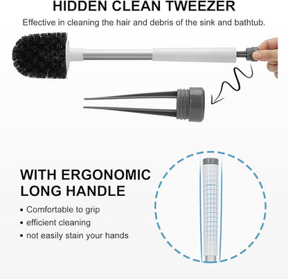 SetSail Toilet Brush 4 Pack Toilet Bowl Brush and Holder Toilet Cleaner Brush with Nylon Bristles Ventilated Toilet Brushes for Bathroom with Holder for Toilet Scrubber Cleaning, White & Grey