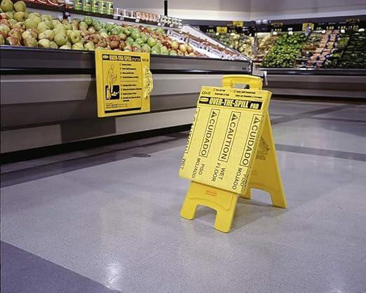 Rubbermaid Commercial Products Over the Spill Pad Station Kit Absorbent Mat Pads Yellow Large Fast at Absorbing Water/Oil/Beverages For Residential/Commercial/Restaurant/Office/Facility Use