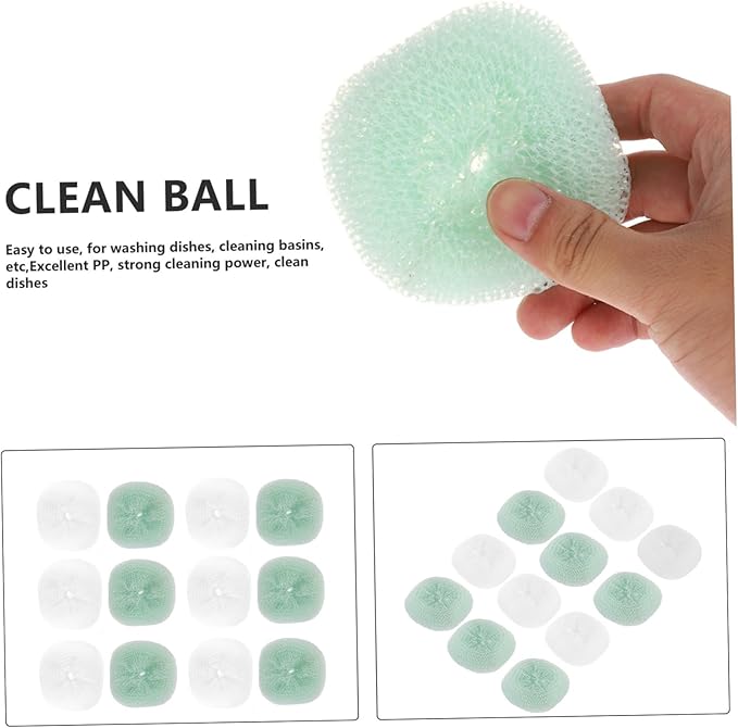 12pcs Kitchen Scrubbers Ball Dawn Dish Detergent Safe High Performance Cleaning Balls for Cookware Random Color