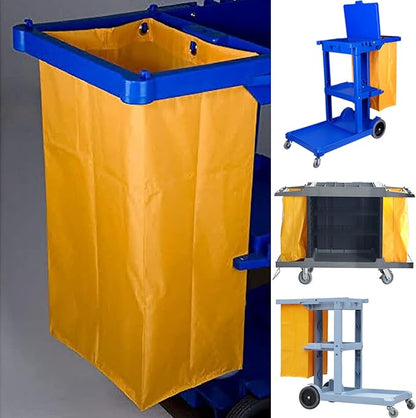 Replacement Janitorial Cart Bag, High Capacity Waterproof Thickened Housekeeping Commercial Janitorial Cleaning Cart Bag with 6 Brass Grommets - 25 Gallon (Black)