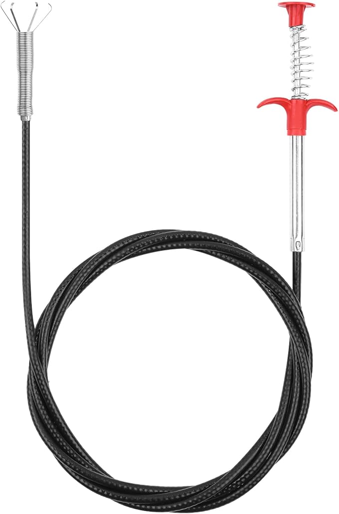 Drain Snake Auger with 4-Claw Grabber, Manual Sink Unclogger Tool, Flexible Cable for Kitchen, Bathroom Floor Drains & Pipes, Food & Hair Clog Remover (80 Inches)