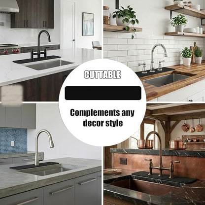 Customizable Faucet Mat for Kitchen Sink: 33"Lx5.5"W Long Absorbent Edge Protector & Splash Guard for Large Double bowl Sink- Cut to Fit 2, 3, 4 Holes Faucet & Irregular Sink with Soap Dispenser