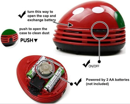 Art&Beauty Red Beetle Shaped Portable Corner Desk Table Top Vacuum Cleaner Mini Cute Vacuum Cleaner Dust Sweeper